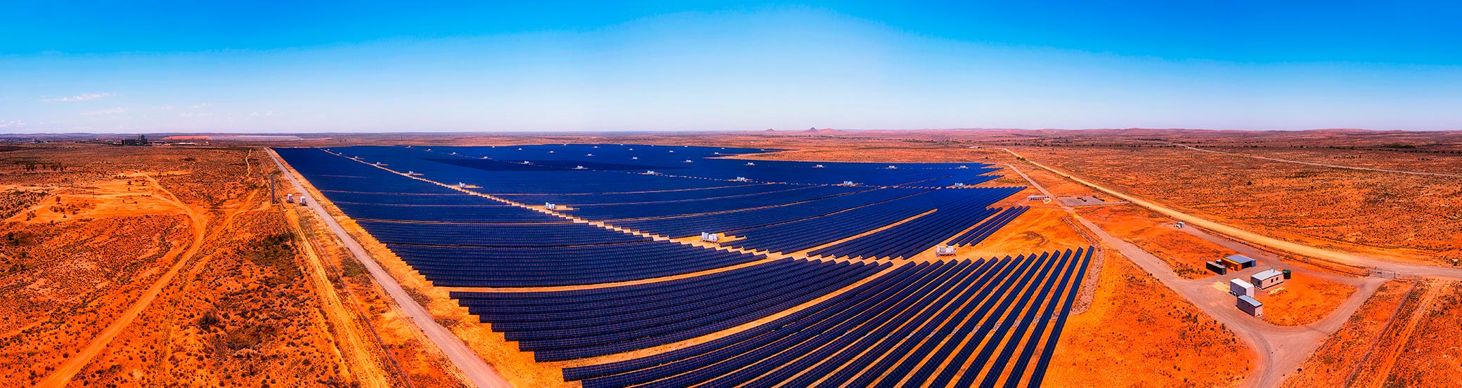 Huge solar installation in the outback as far as the eye can see